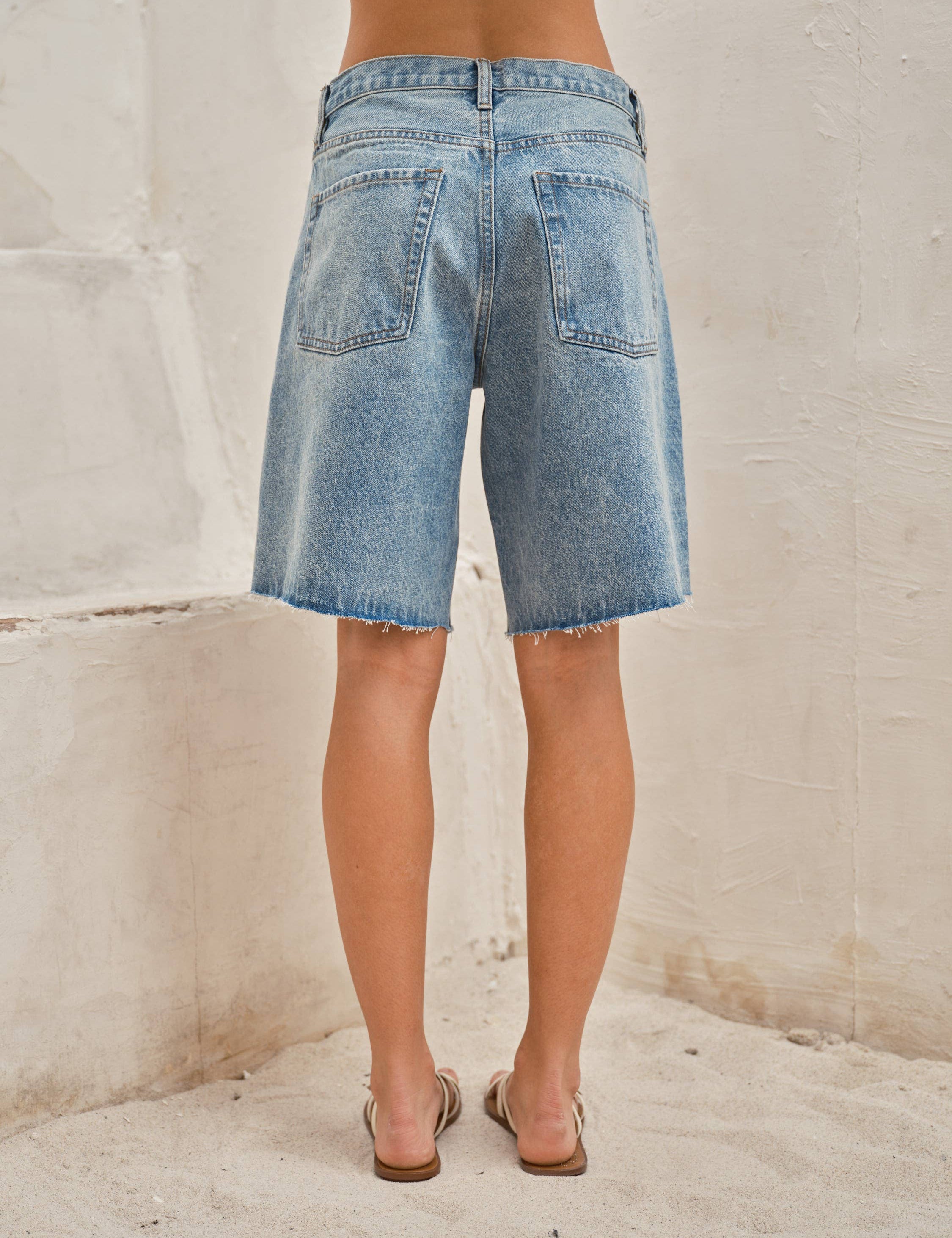 bermuda denim shorts
wide leg denim shorts
long denim shorts women
relaxed fit jean shorts
light wash bermuda shorts
vintage inspired denim shorts
mid rise denim shorts
wide leg jean shorts
women's bermuda shorts
casual summer denim
light wash jean shorts
comfortable denim shorts
relaxed summer outfit
modest denim shorts
longer inseam jean shorts
boutique denim shorts
everyday summer bottoms
90s inspired denim shorts
casual weekend outfit
wide leg bermuda jean shorts