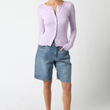 Soft Violet Lightweight Ribbed Cardigan