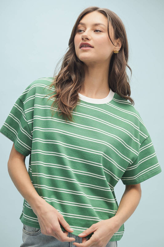 Shamrock Striped Boxy Tee