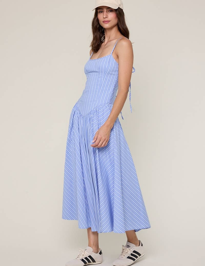 blue striped midi dress
pale blue summer dress
americana summer outfit
southern summer style
fit and flare midi dress
striped sundress for women
classic americana fashion
fourth of july outfit women
feminine summer midi dress
coastal countryside style
adjustable strap midi dress
blue and white striped dress
casual summer boutique dress
nostalgic summer fashion
east tennessee boutique clothing
summer picnic dress
farmhouse summer outfit
lightweight summer midi dress
romantic summer dress
countryside summer a