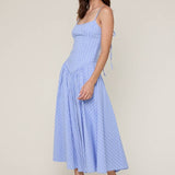 blue striped midi dress
pale blue summer dress
americana summer outfit
southern summer style
fit and flare midi dress
striped sundress for women
classic americana fashion
fourth of july outfit women
feminine summer midi dress
coastal countryside style
adjustable strap midi dress
blue and white striped dress
casual summer boutique dress
nostalgic summer fashion
east tennessee boutique clothing
summer picnic dress
farmhouse summer outfit
lightweight summer midi dress
romantic summer dress
countryside summer a