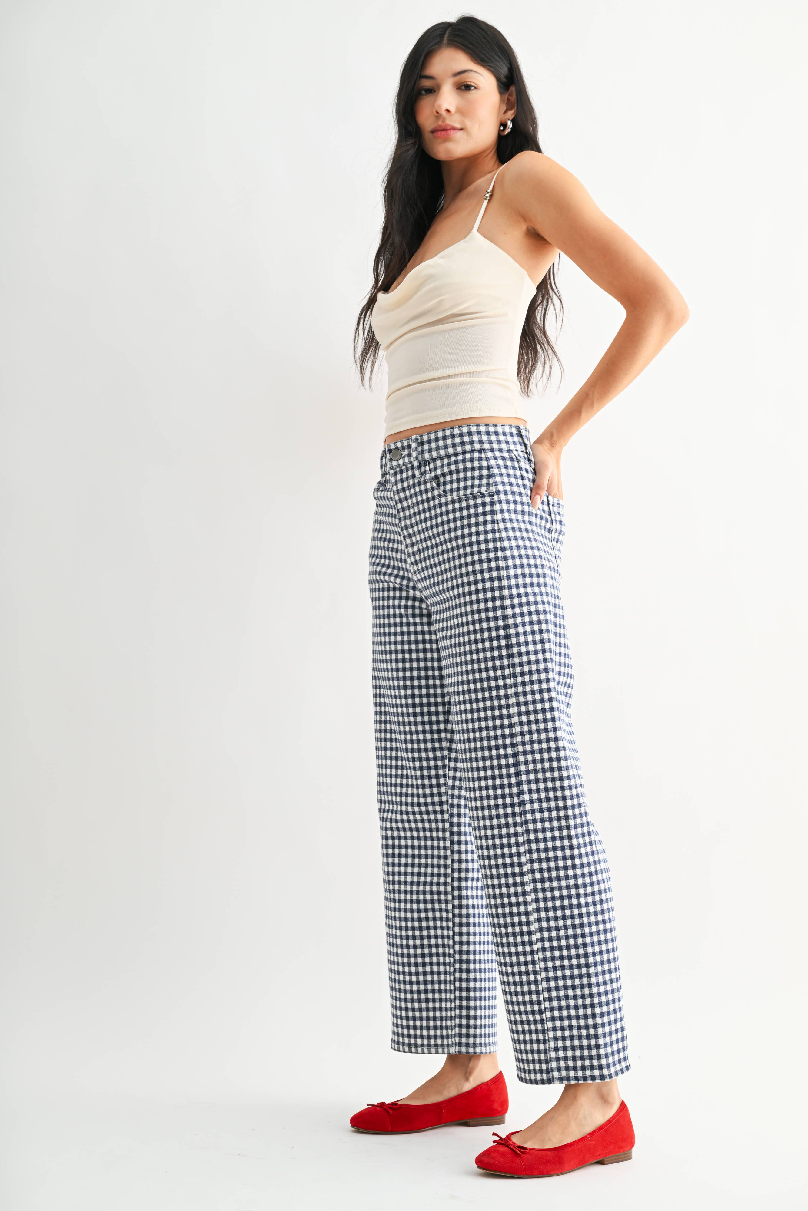 blue gingham barrel leg jeans
Just Black Denim gingham jeans
women's cropped barrel leg denim
blue checkered summer jeans
gingham print barrel jeans
soft stretch denim gingham pants
casual blue gingham jeans for women
cropped wide leg gingham denim
lightweight patterned denim jeans
trendy barrel leg jeans for summer