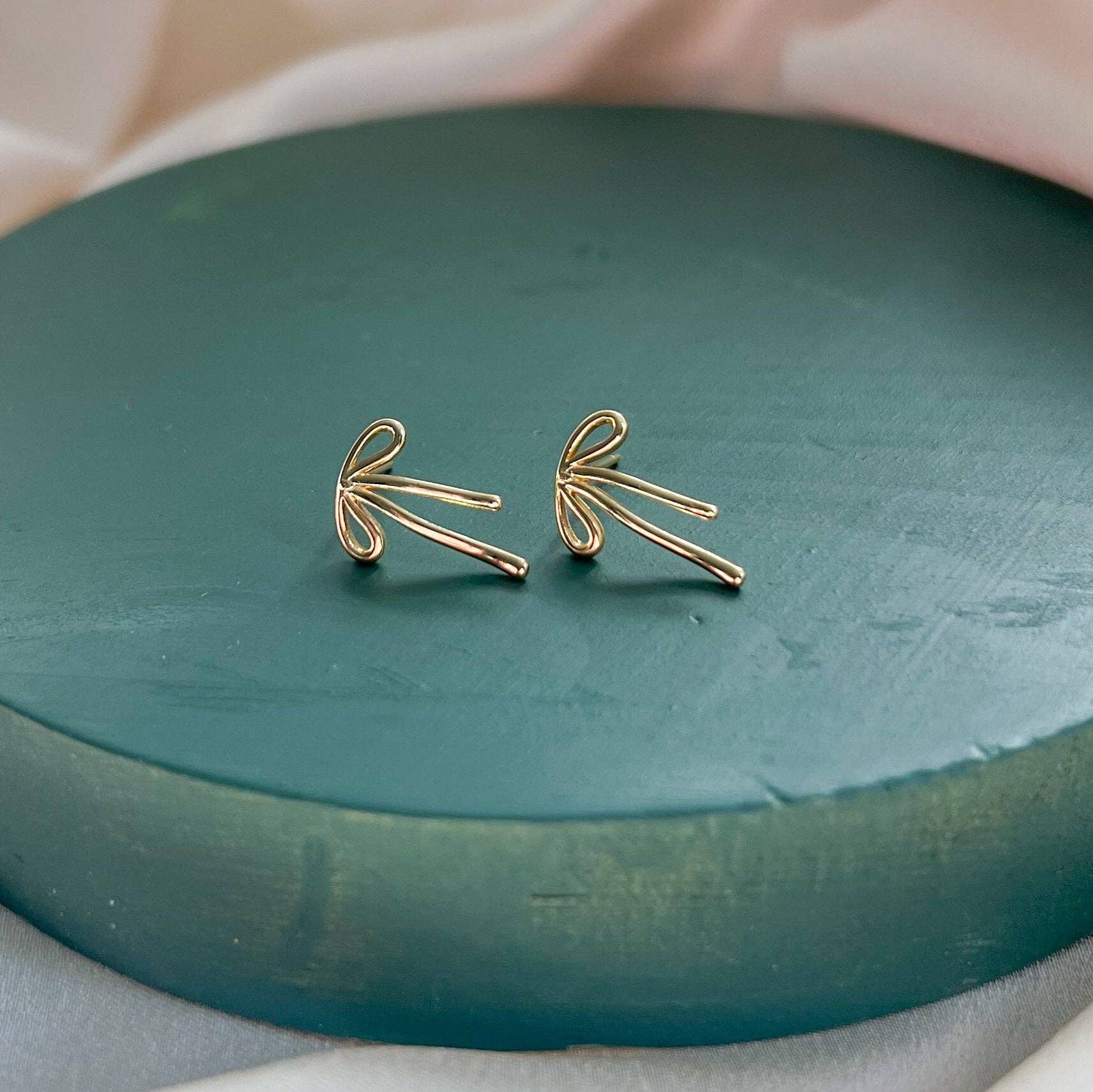 Gold Ribbon Stud Earrings