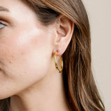Inset Crystal Hoops — Gold
