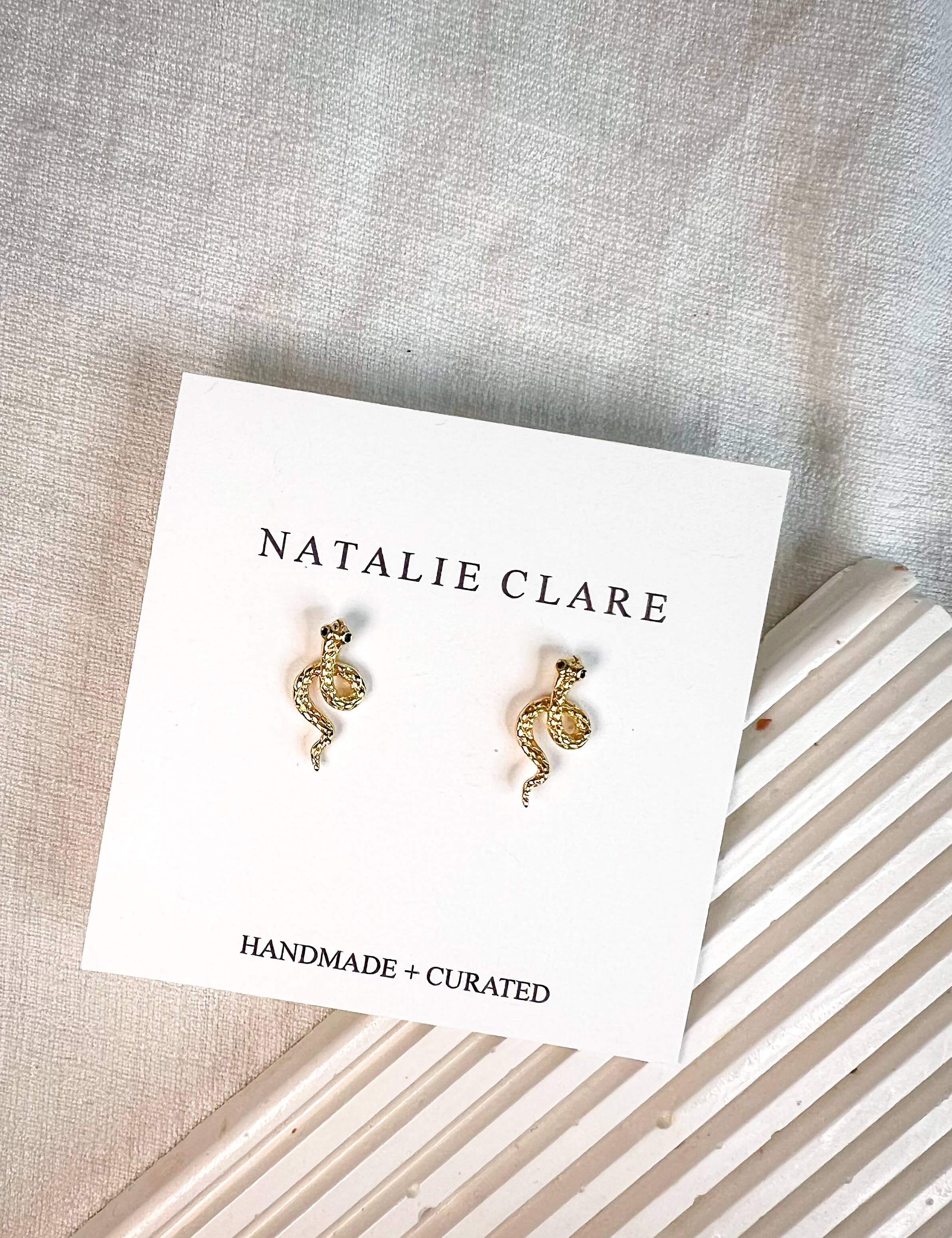 Golden Snake Stud Earrings
