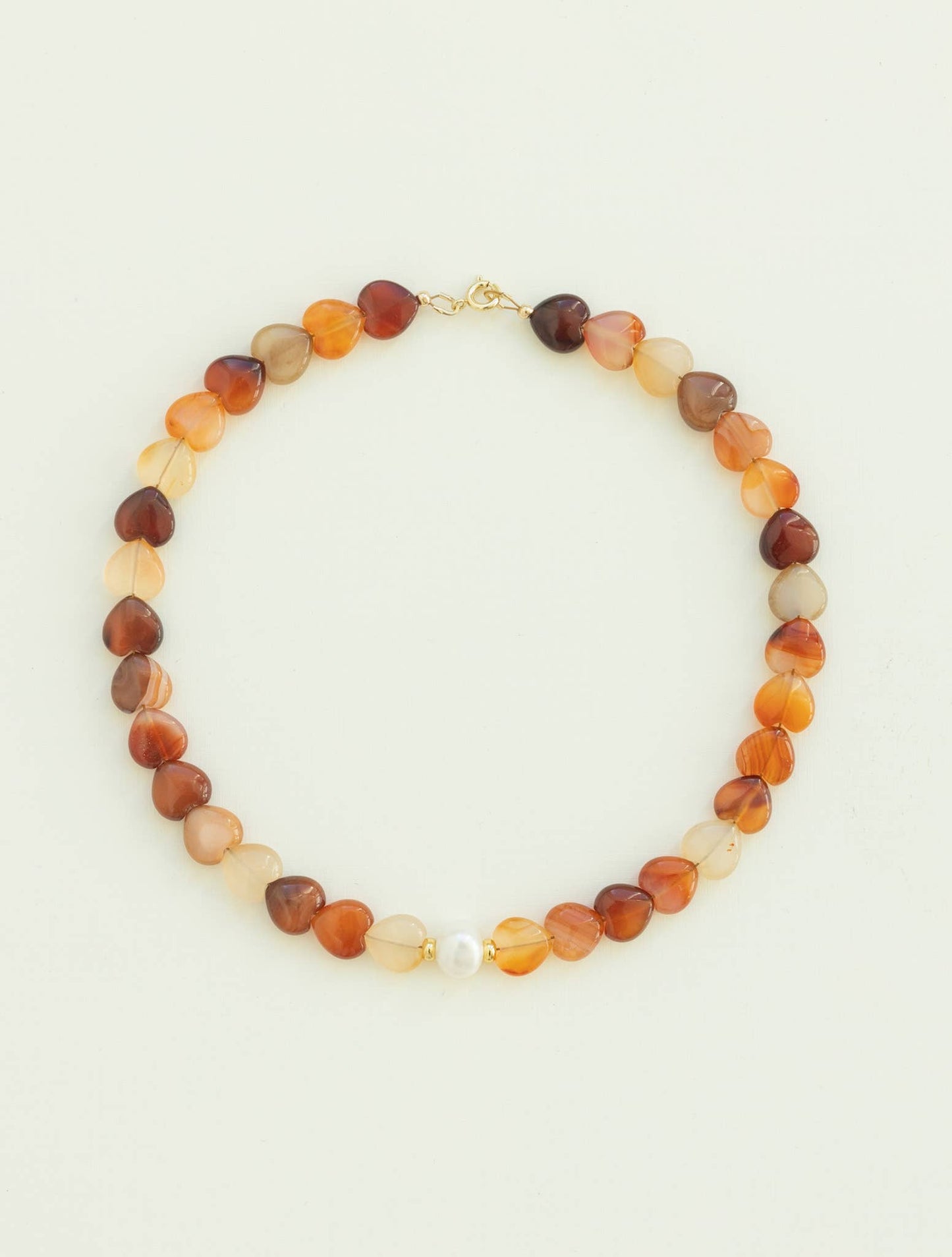 Amore Necklace – Carnelian Heart Beaded Necklace with Pearl