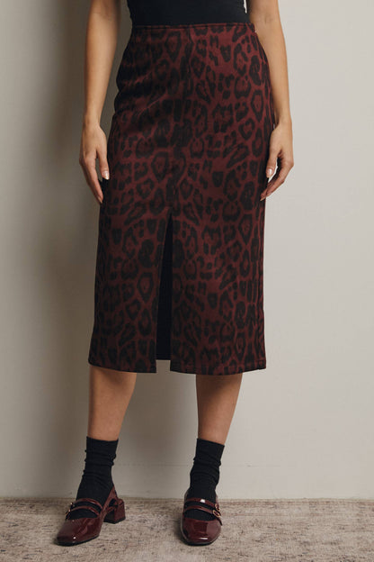 Astrid Leopard Midi Skirt