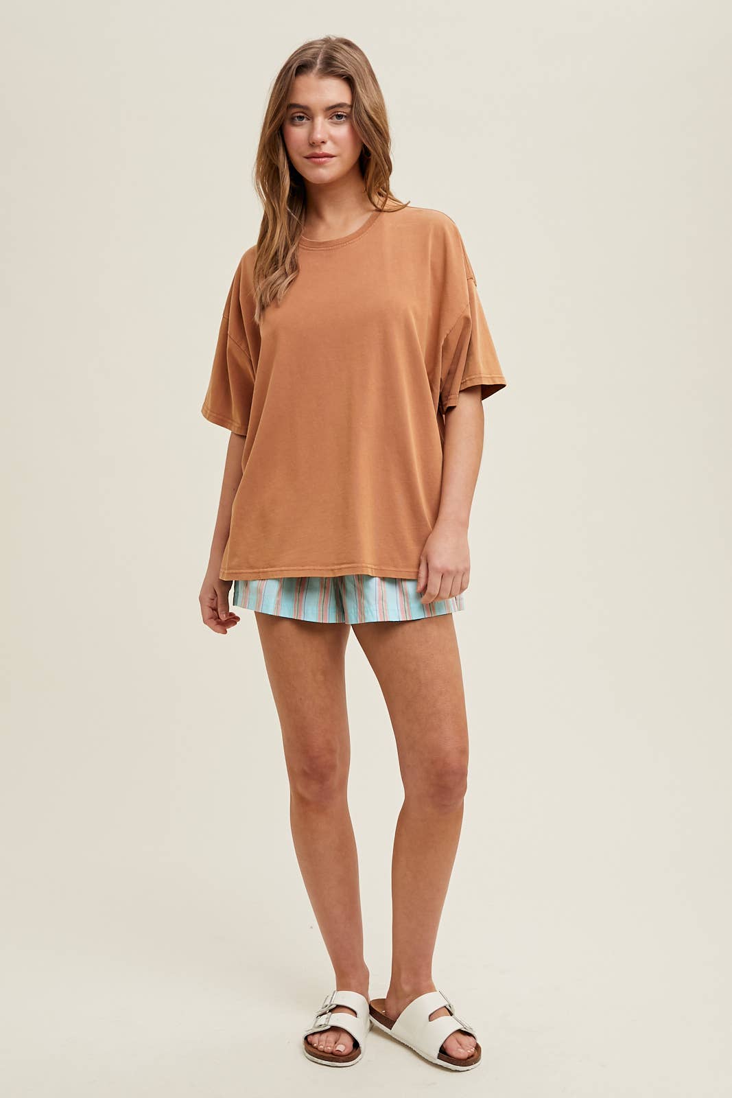 oversized cotton t shirt, boxy fit tee, relaxed everyday t shirt, lightweight cotton tee, oversized brown t shirt, casual summer basic top, women's oversized crew neck tee, relaxed fit cotton shirt