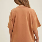 oversized cotton t shirt, boxy fit tee, relaxed everyday t shirt, lightweight cotton tee, oversized brown t shirt, casual summer basic top, women's oversized crew neck tee, relaxed fit cotton shirt