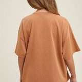 oversized cotton t shirt, boxy fit tee, relaxed everyday t shirt, lightweight cotton tee, oversized brown t shirt, casual summer basic top, women's oversized crew neck tee, relaxed fit cotton shirt