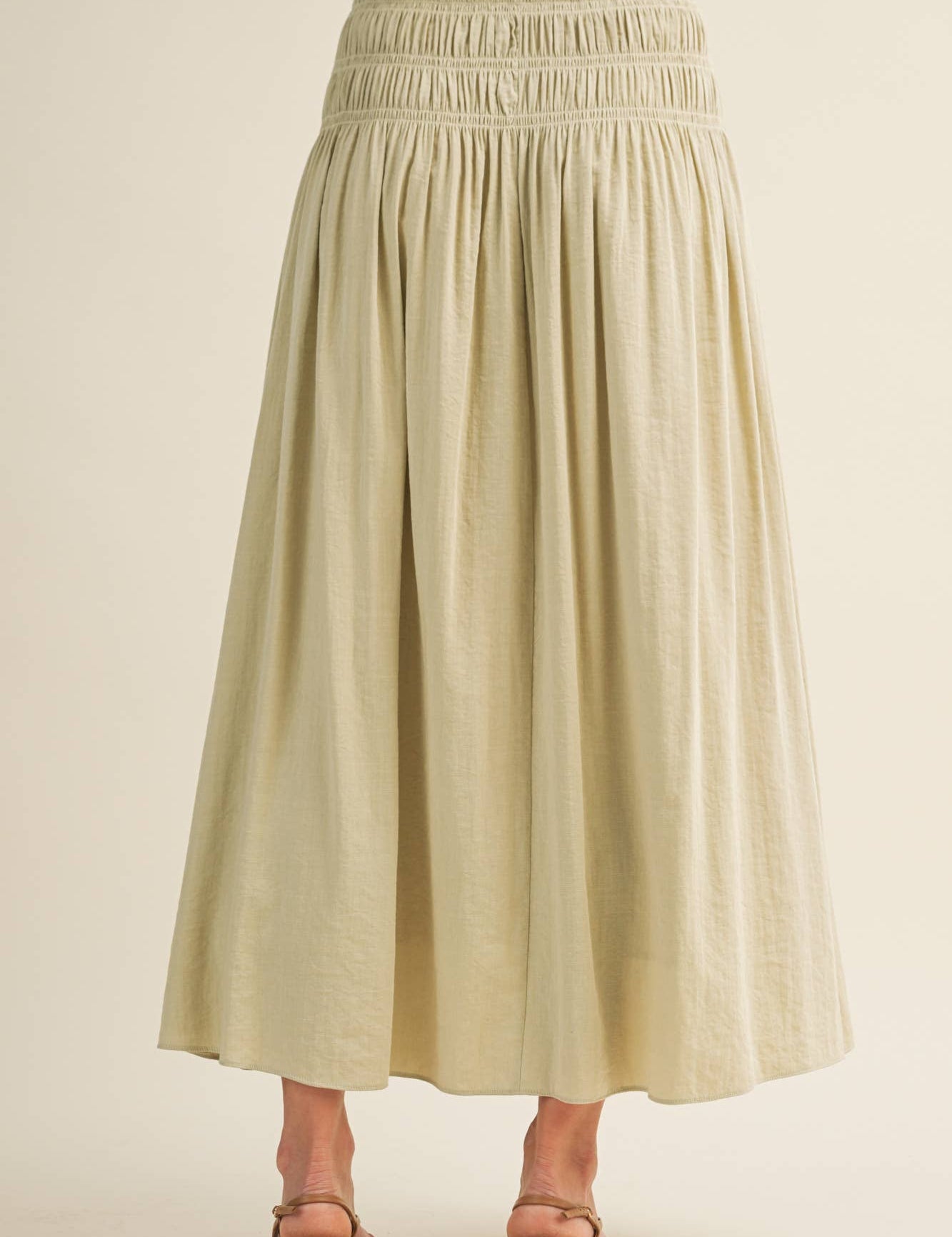 sage green maxi skirt, smocked waist maxi skirt, crinkle woven skirt, flowy boho maxi skirt, elastic waist maxi skirt, sage green skirt, lightweight maxi skirt, matching set skirt, women's resort skirt, romantic boho skirt