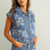Cary Floral Denim Vest