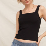 Square Neck Ribbed Built-In Bra Tank