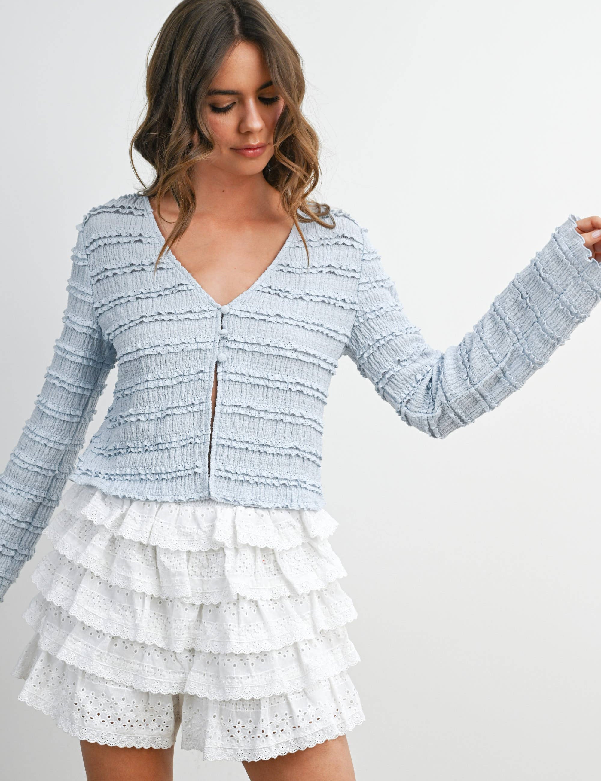Abingdon Textured Ruffle Cardigan