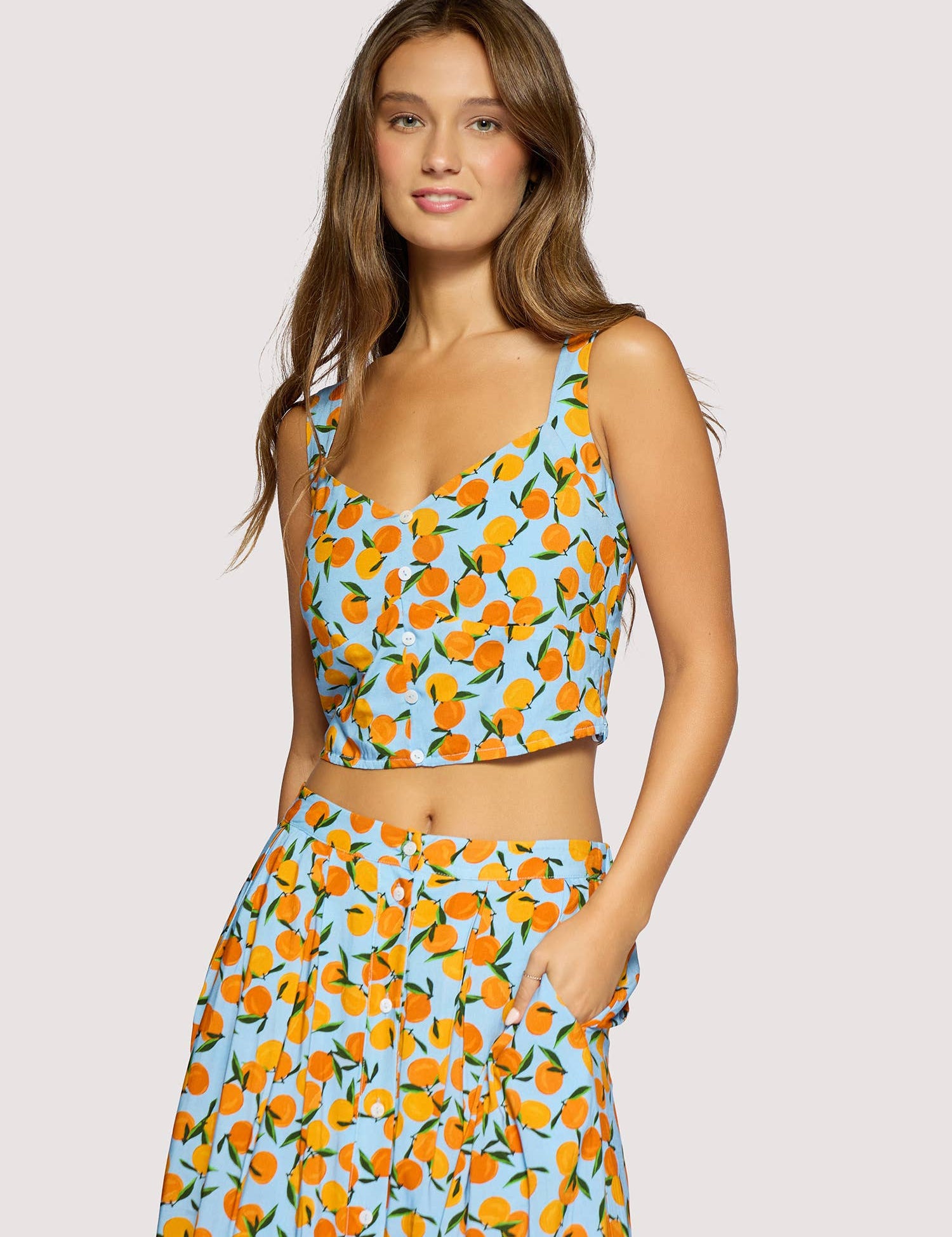 orange print crop tank women
citrus print summer top
sweetheart neckline boutique tank
matching summer set women
vacation outfit top women
resort wear boutique clothing
playful summer crop top
blue orange print tank top
european summer outfit women
west of may spritz collection