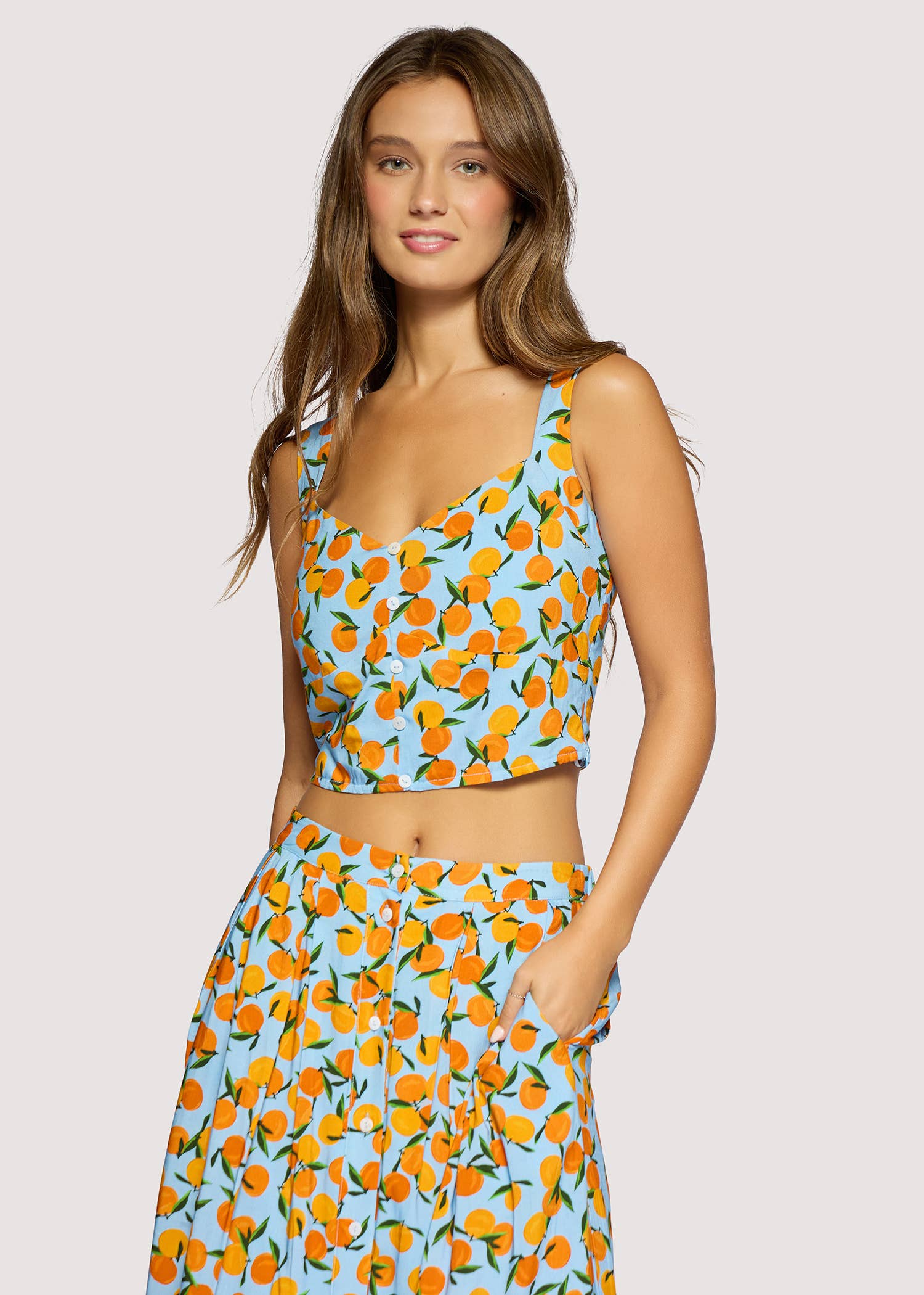 orange print crop tank women
citrus print summer top
sweetheart neckline boutique tank
matching summer set women
vacation outfit top women
resort wear boutique clothing
playful summer crop top
blue orange print tank top
european summer outfit women
west of may spritz collection