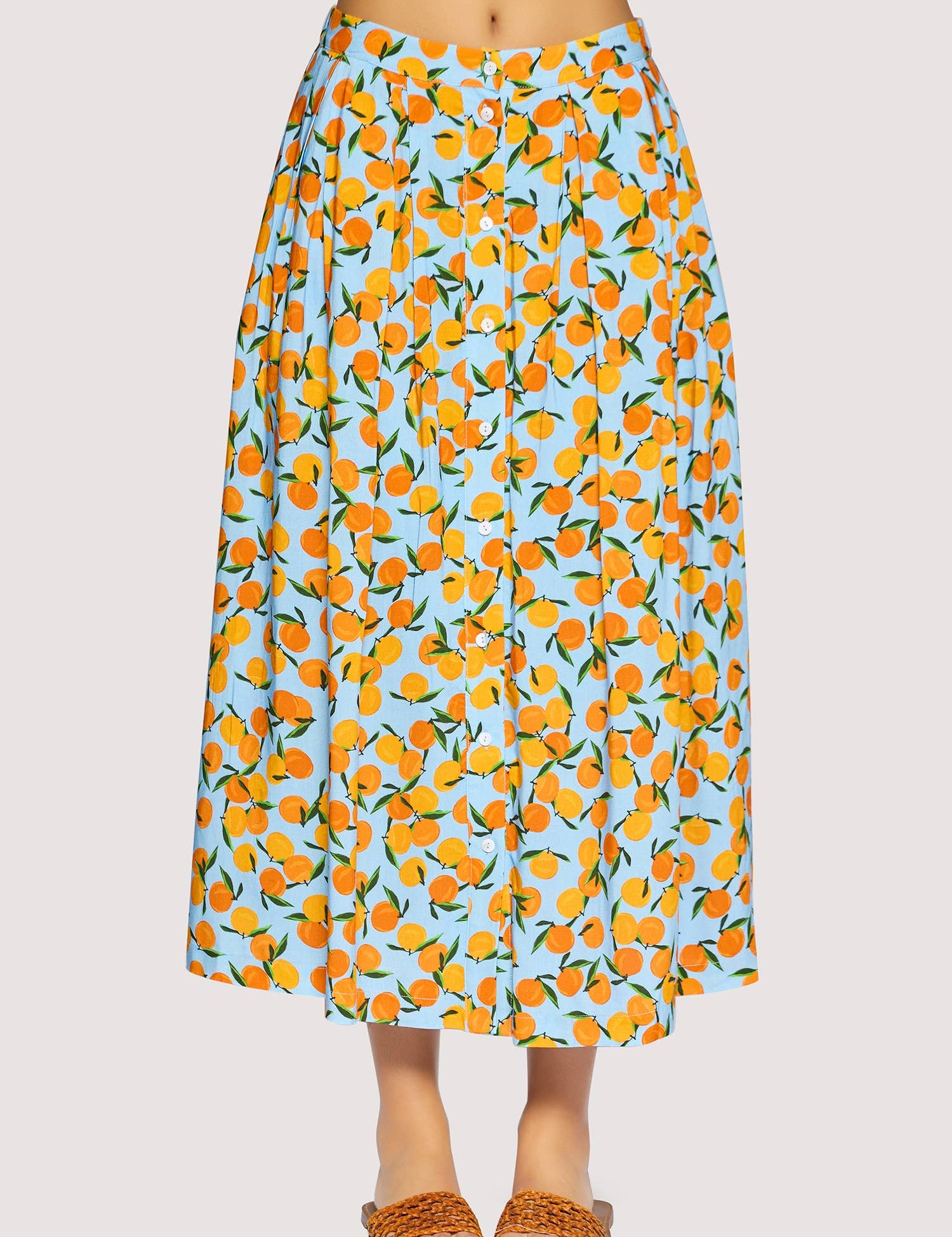 orange print midi skirt women
citrus print summer skirt
button front midi skirt boutique
vacation outfit skirt women
resort wear midi skirt
playful coastal style clothing
rayon linen midi skirt women
matching summer set skirt
european summer boutique fashion
west of may spritz collection