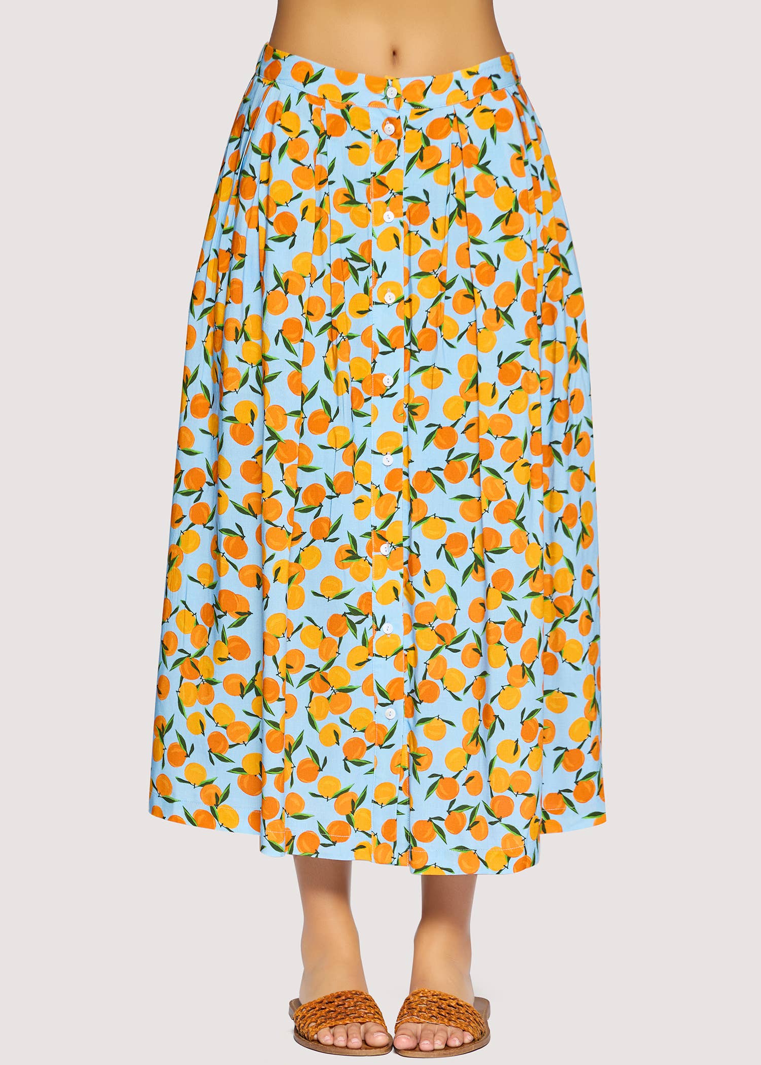 orange print midi skirt women
citrus print summer skirt
button front midi skirt boutique
vacation outfit skirt women
resort wear midi skirt
playful coastal style clothing
rayon linen midi skirt women
matching summer set skirt
european summer boutique fashion
west of may spritz collection