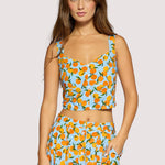orange print crop tank women
citrus print summer top
sweetheart neckline boutique tank
matching summer set women
vacation outfit top women
resort wear boutique clothing
playful summer crop top
blue orange print tank top
european summer outfit women
west of may spritz collection