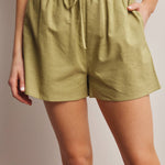 linen shorts, cotton shorts, pull-on drawstring shorts, flowy, breathable, hot summer day, stretchy, loose shorts, boho style, free people style, natural fibers, west of may, johnson city tennessee, boutiques in johnson city