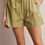linen shorts, cotton shorts, pull-on drawstring shorts, flowy, breathable, hot summer day, stretchy, loose shorts, boho style, free people style, natural fibers, west of may, johnson city tennessee, boutiques in johnson city