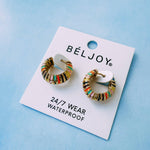 colorful hoop earrings
waterproof hoop earrings
chunky gold hoop earrings
striped hoop earrings
enamel hoop earrings
tarnish resistant earrings
hypoallergenic hoop earrings
statement hoop earrings
everyday gold hoops
pool safe earrings
beach safe jewelry
mom friendly jewelry
gold plated stainless steel earrings
west of may jewelry
béljoy earrings