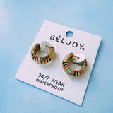 colorful hoop earrings
waterproof hoop earrings
chunky gold hoop earrings
striped hoop earrings
enamel hoop earrings
tarnish resistant earrings
hypoallergenic hoop earrings
statement hoop earrings
everyday gold hoops
pool safe earrings
beach safe jewelry
mom friendly jewelry
gold plated stainless steel earrings
west of may jewelry
béljoy earrings