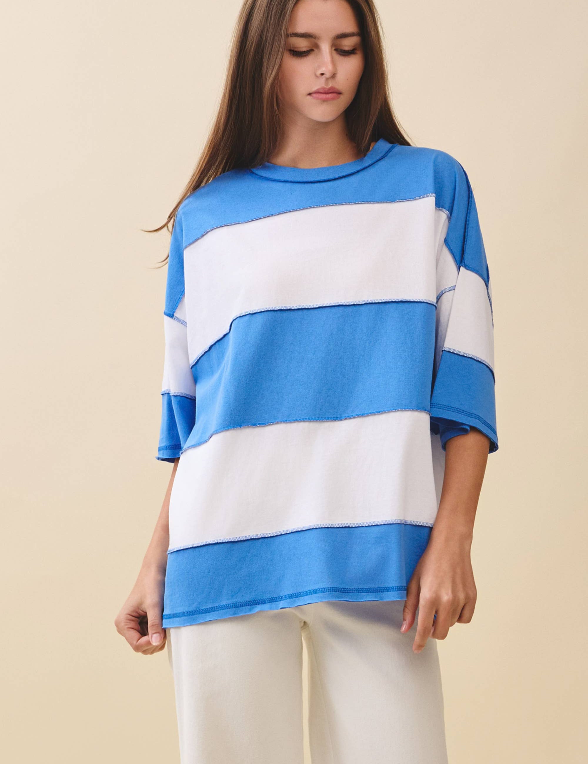 oversized striped t shirt
blue and white striped tee
oversized cotton tee women
relaxed fit striped shirt
americana summer outfit
casual summer t shirt
blue stripe oversized top
coastal casual clothing
effortless summer style
cotton oversized tee
relaxed boutique basics
casual lake outfit
fourth of july casual outfit
soft oversized summer tee
breathable cotton t shirt
southern summer style
easy everyday outfit
relaxed beach town aesthetic
women’s oversized striped top
casual countryside summer look