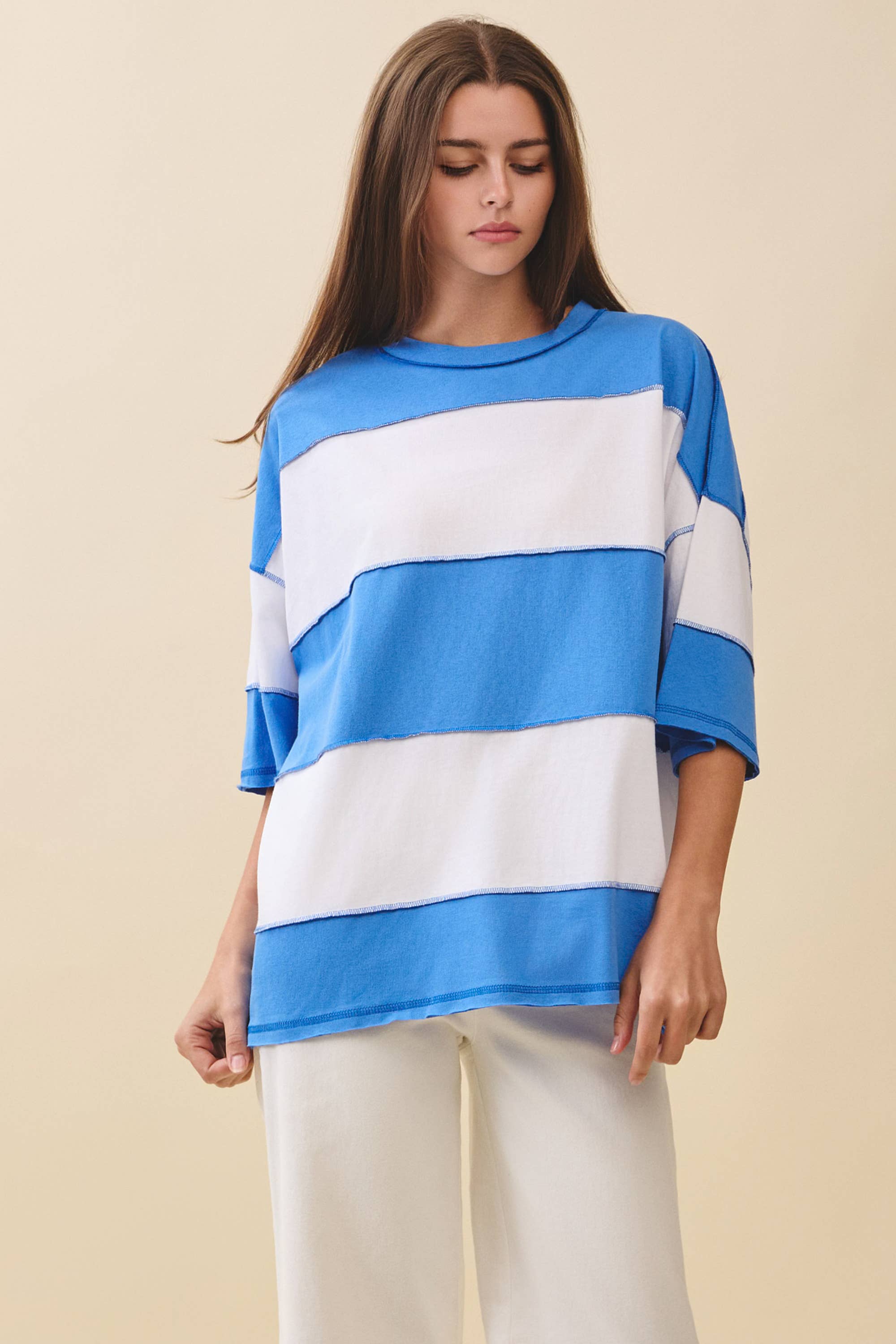 oversized striped t shirt
blue and white striped tee
oversized cotton tee women
relaxed fit striped shirt
americana summer outfit
casual summer t shirt
blue stripe oversized top
coastal casual clothing
effortless summer style
cotton oversized tee
relaxed boutique basics
casual lake outfit
fourth of july casual outfit
soft oversized summer tee
breathable cotton t shirt
southern summer style
easy everyday outfit
relaxed beach town aesthetic
women’s oversized striped top
casual countryside summer look