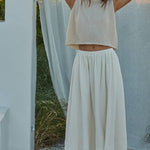 cream sweater tank, sleeveless knit top, lightweight sweater vest, cropped knit tank, crew neck sweater tank, neutral sleeveless sweater, boxy knit top, women's layering tank, casual knit shell, lightweight sleeveless knit