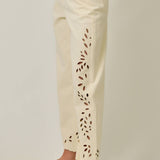 eyelet jeans, straight leg mom jeans, cream denim jeans women, embroidered spring jeans