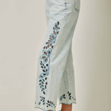 Eyelet Embroidered Straight Leg Jeans