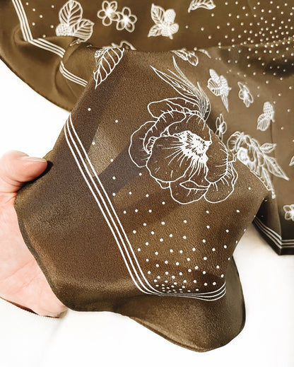 Flora West Printed Silk Bandana
