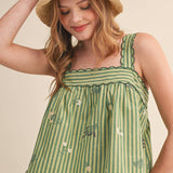 Lauren Embroidered Stripe Tank