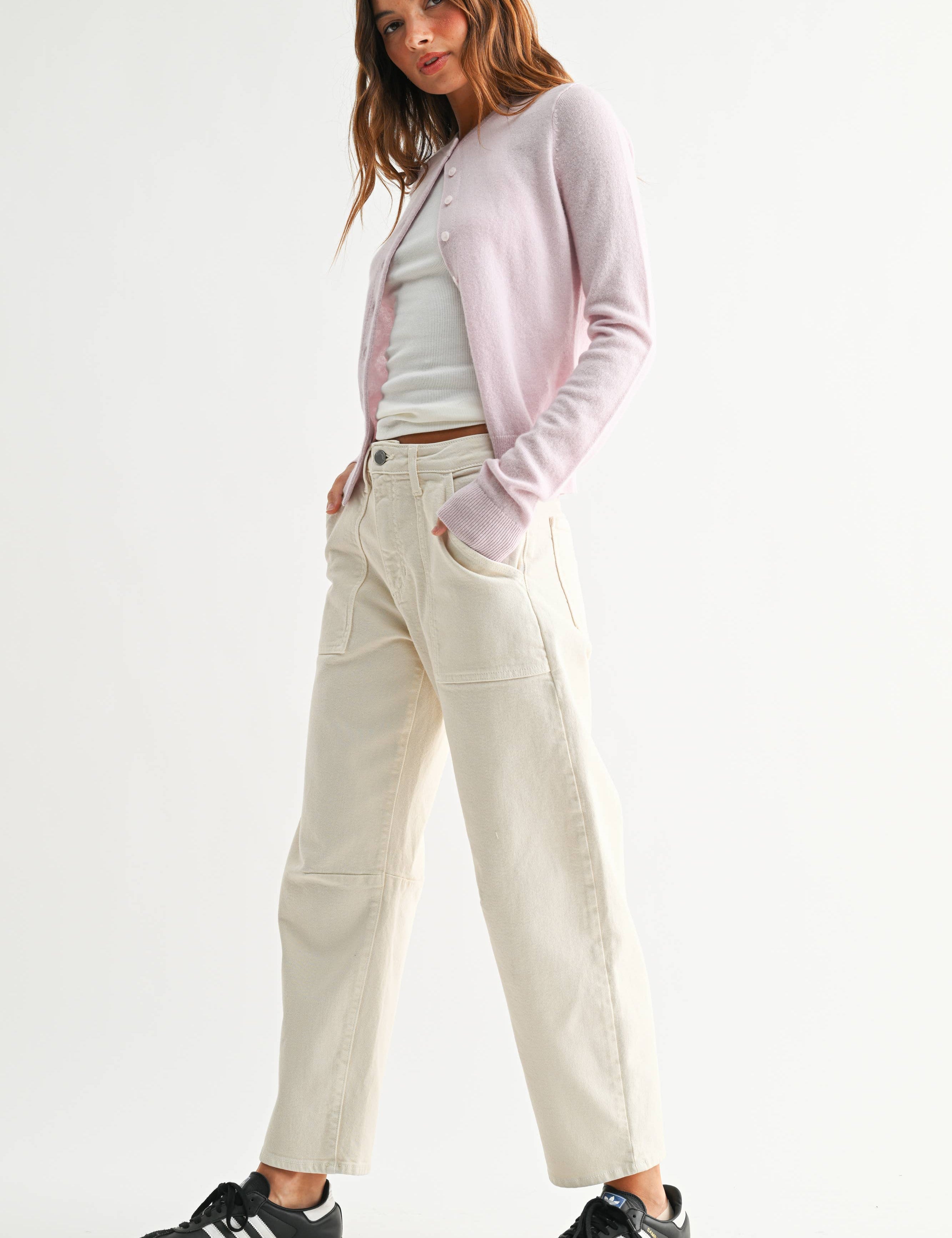 Ecru Utility Barrel Jeans