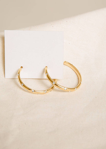 Inset Crystal Hoops — Gold