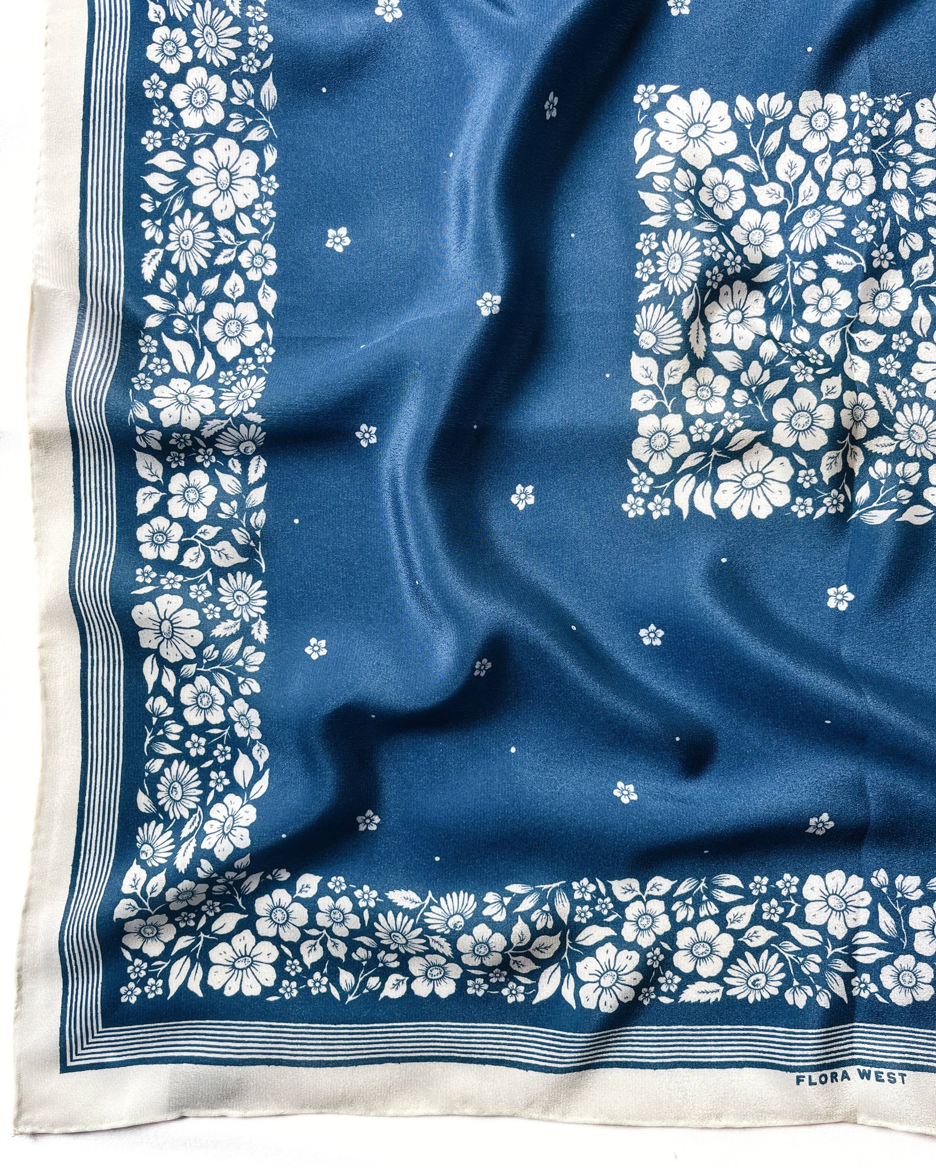 Flora West Printed Silk Bandana