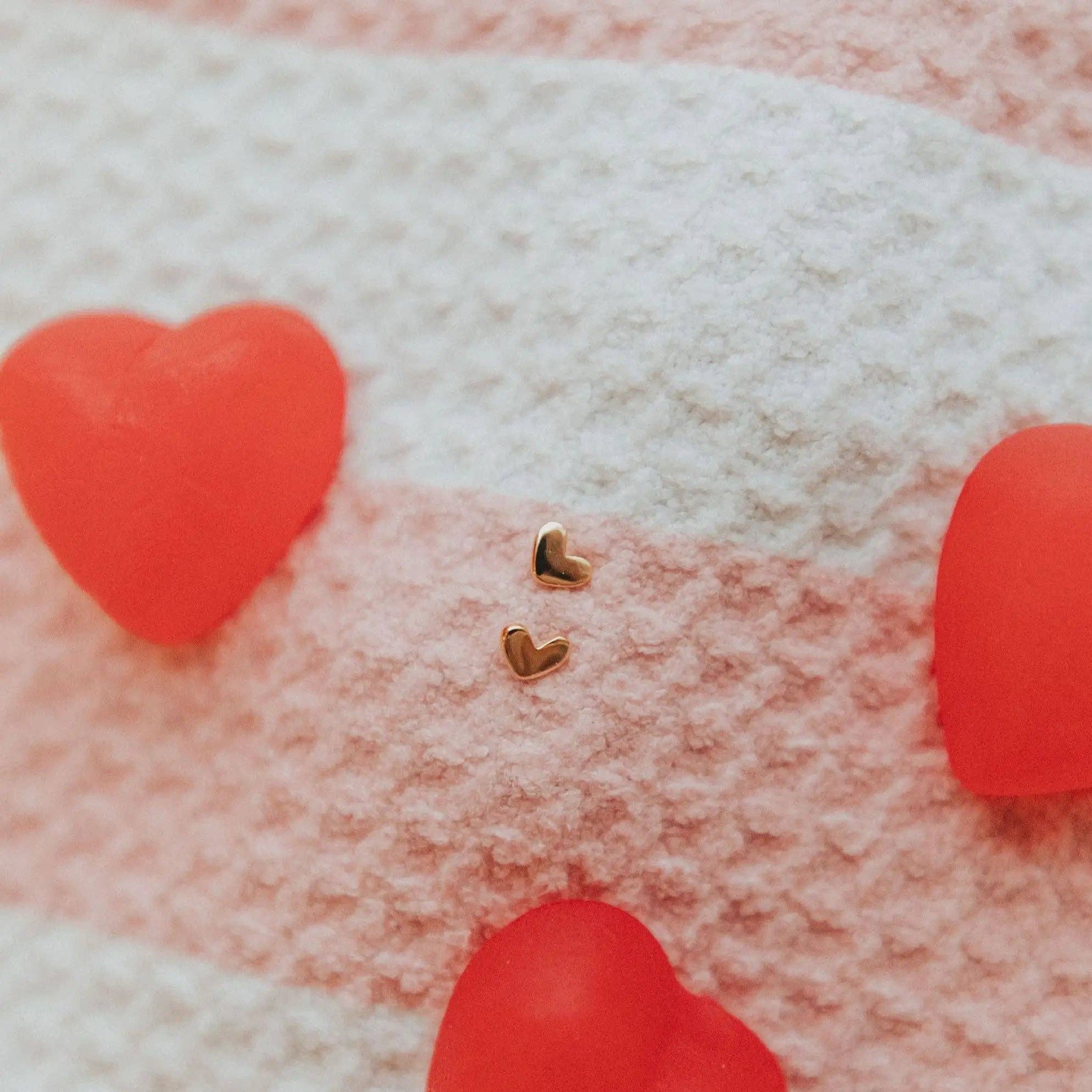 heart stud earrings, gold heart studs, sterling silver heart earrings, dainty everyday earrings