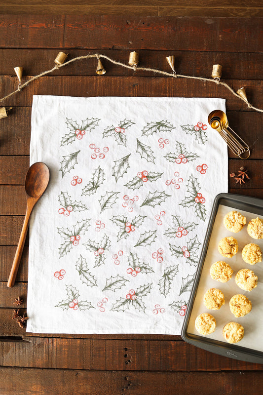 Botanical Holly Tea Towel