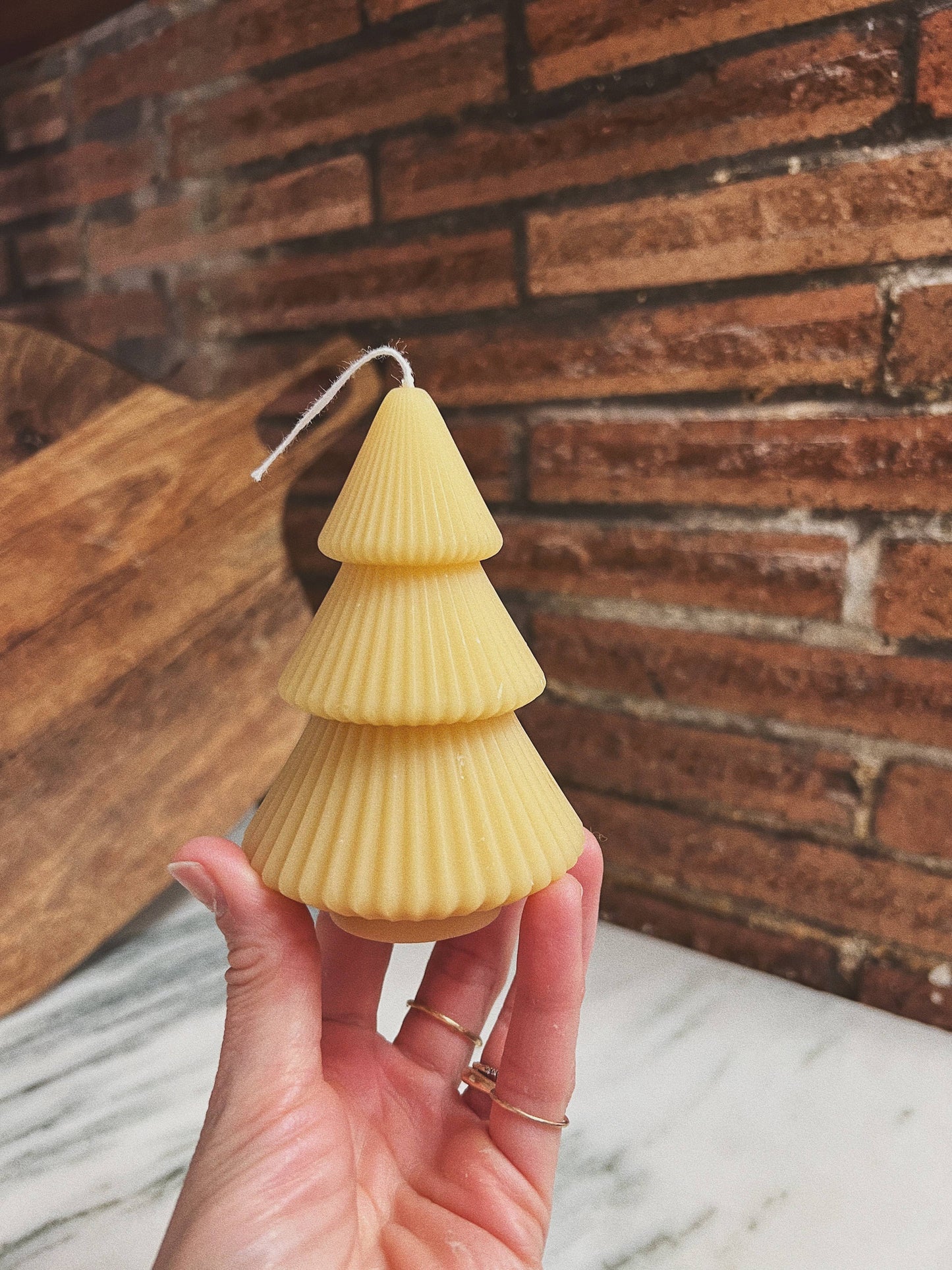 Ribbed Beeswax Tree Candle
