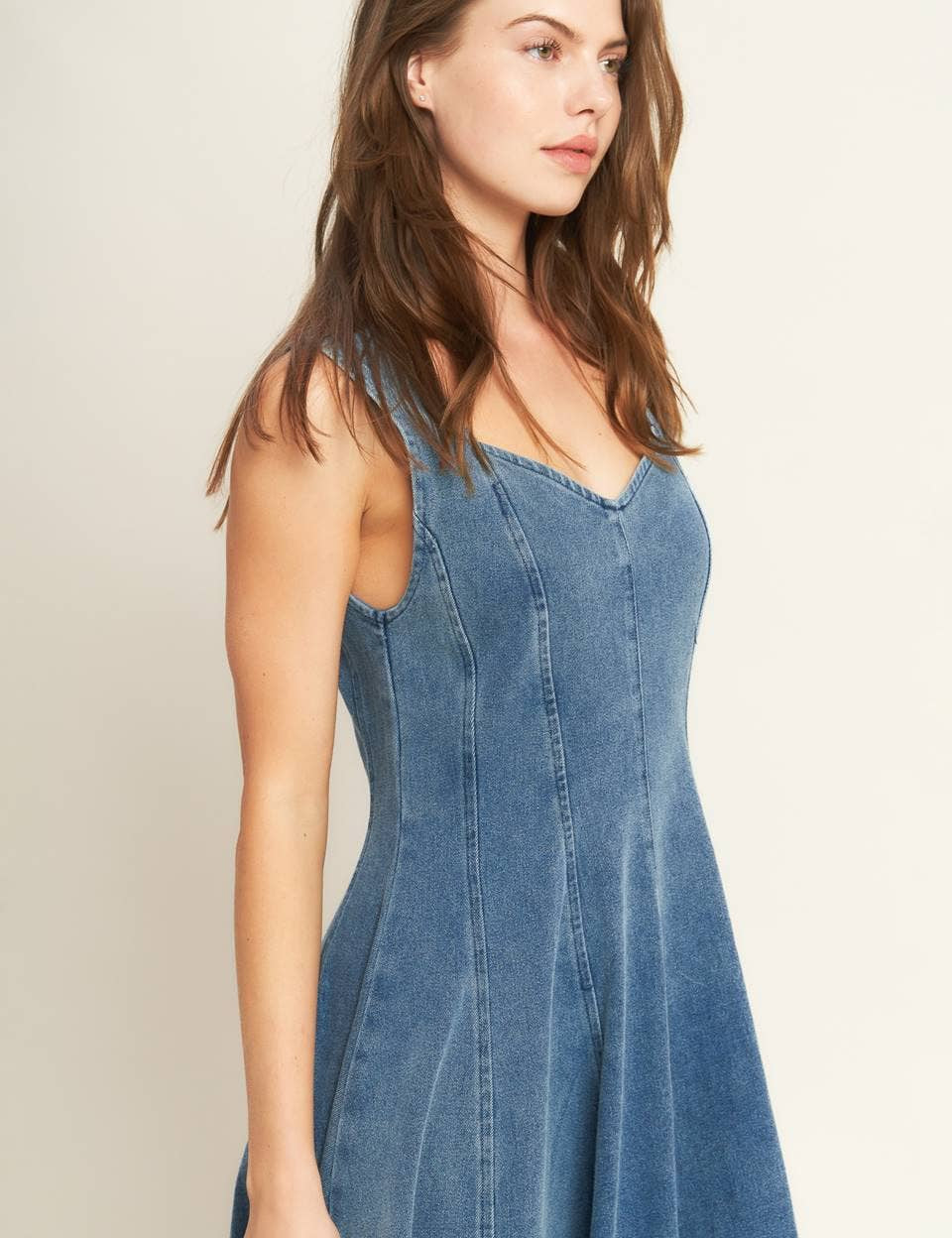 denim midi dress, washed denim midi dress, queen anne neckline dress, sleeveless denim dress, fit and flare denim dress, circle skirt denim dress, plus size denim dress, modest denim dress, teacher outfit, fall denim dress, women's boutique clothing, west of may boutique