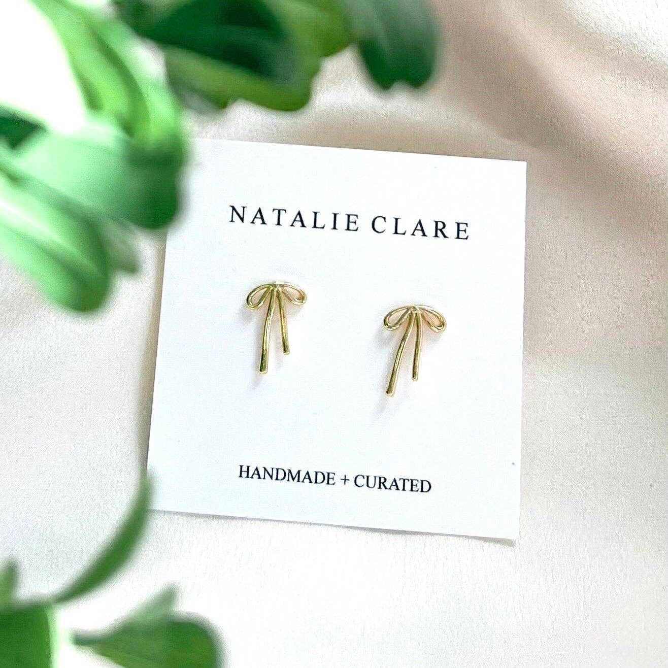 Gold Ribbon Stud Earrings