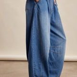 wide leg pull on denim pants
elastic waistband denim pants
lightweight cotton denim trousers
relaxed wide leg jeans women
drawstring waist denim pants
comfortable boutique denim pants
soft wide leg denim jeans
everyday relaxed denim pants