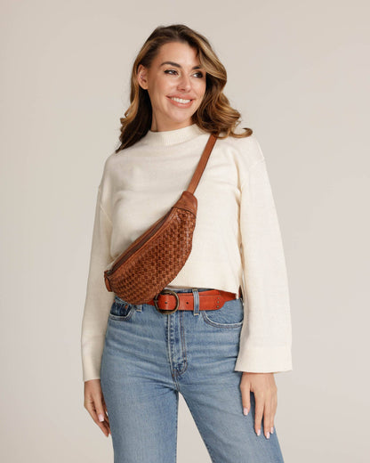 Hanna Woven Leather Belt Bag