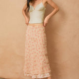 Rosewater Layered Midi Skirt