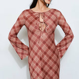 Redwood Plaid Maxi Dress