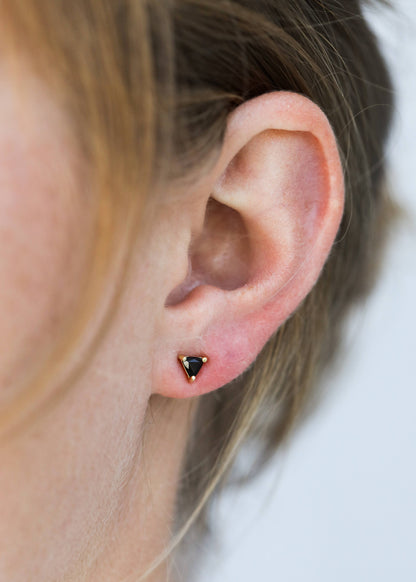 Eclipse Studs – Black Tourmaline & Gold