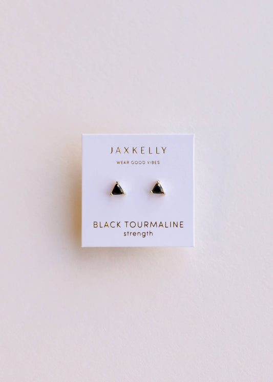 Eclipse Studs – Black Tourmaline & Gold