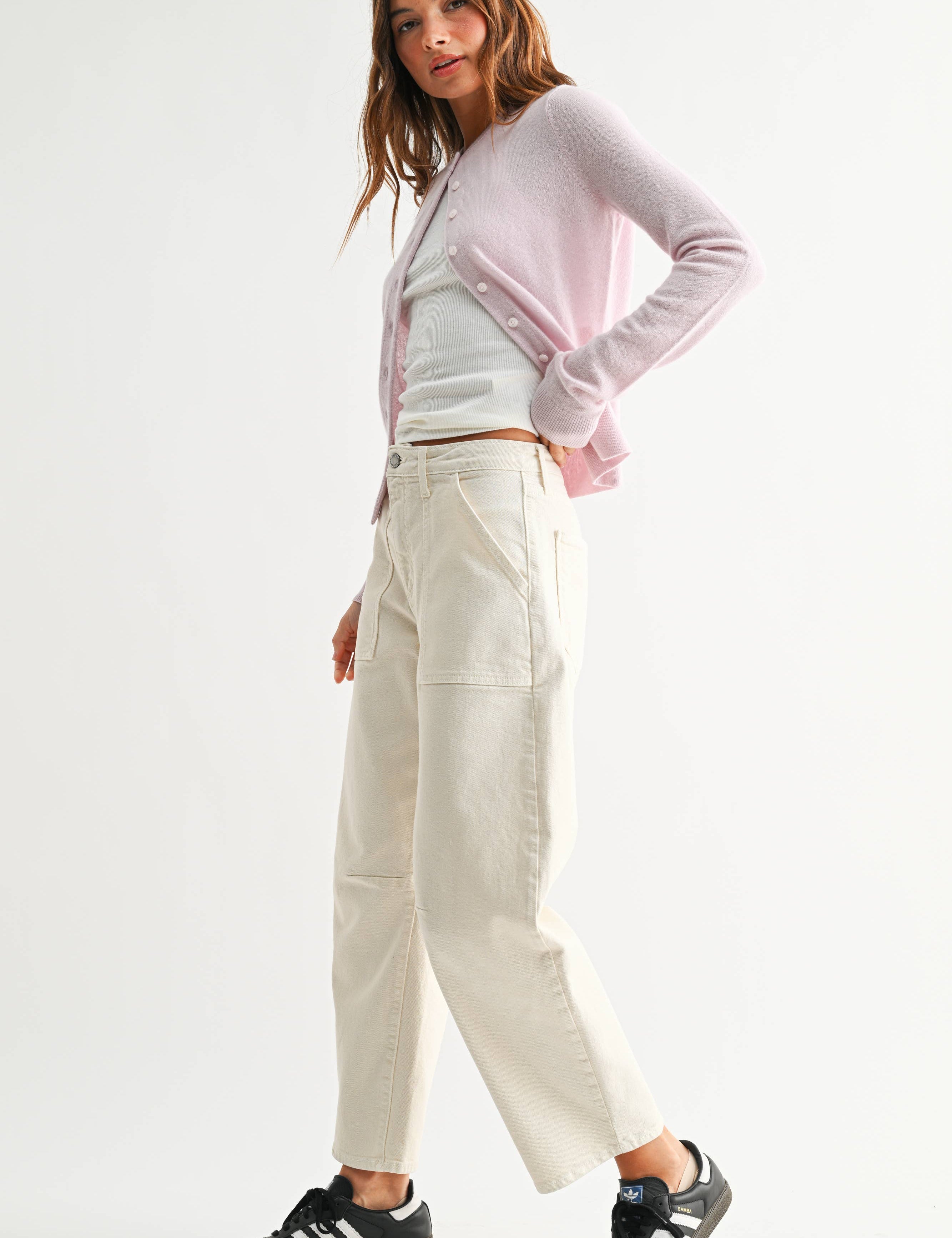 Ecru Utility Barrel Jeans