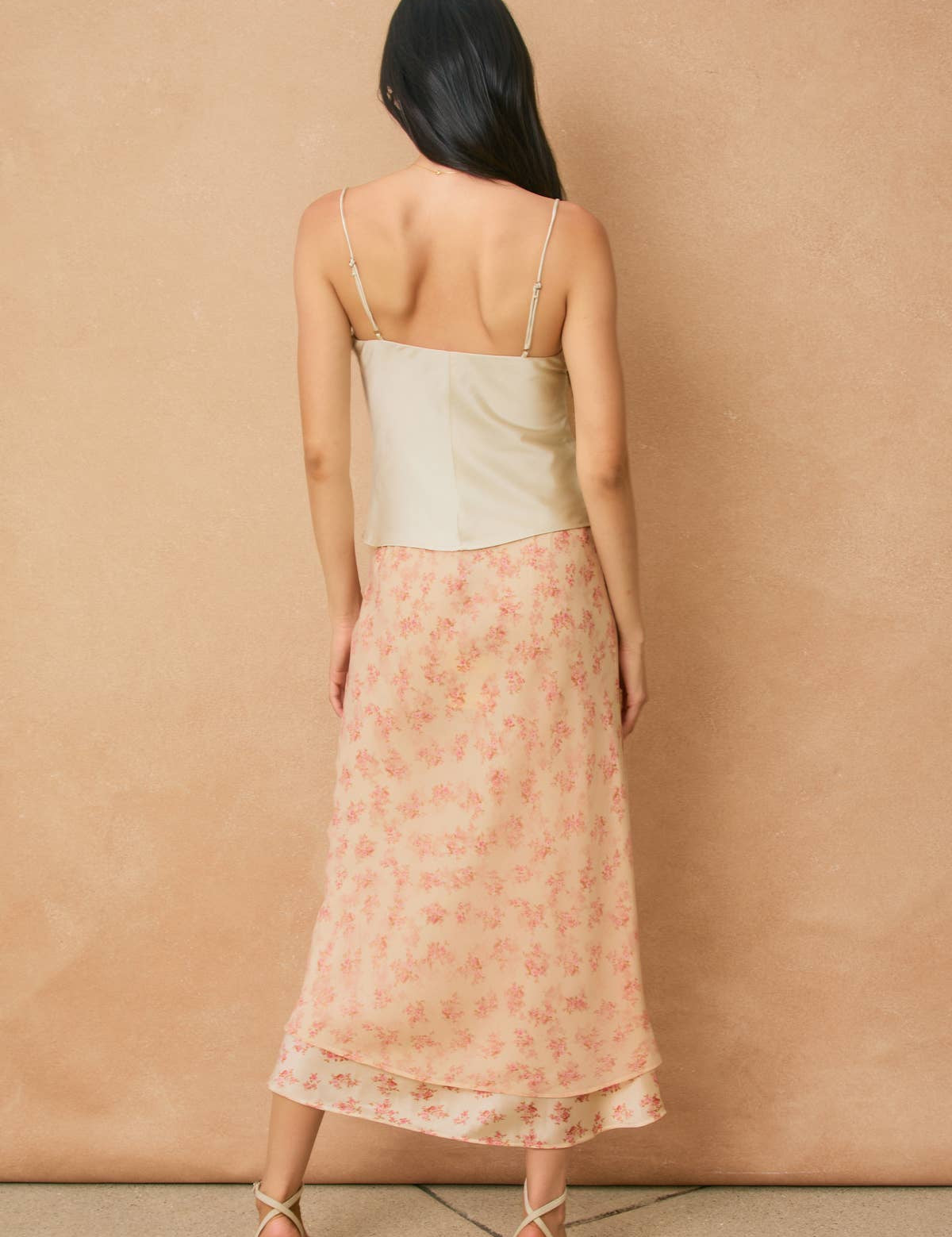 Rosewater Layered Midi Skirt